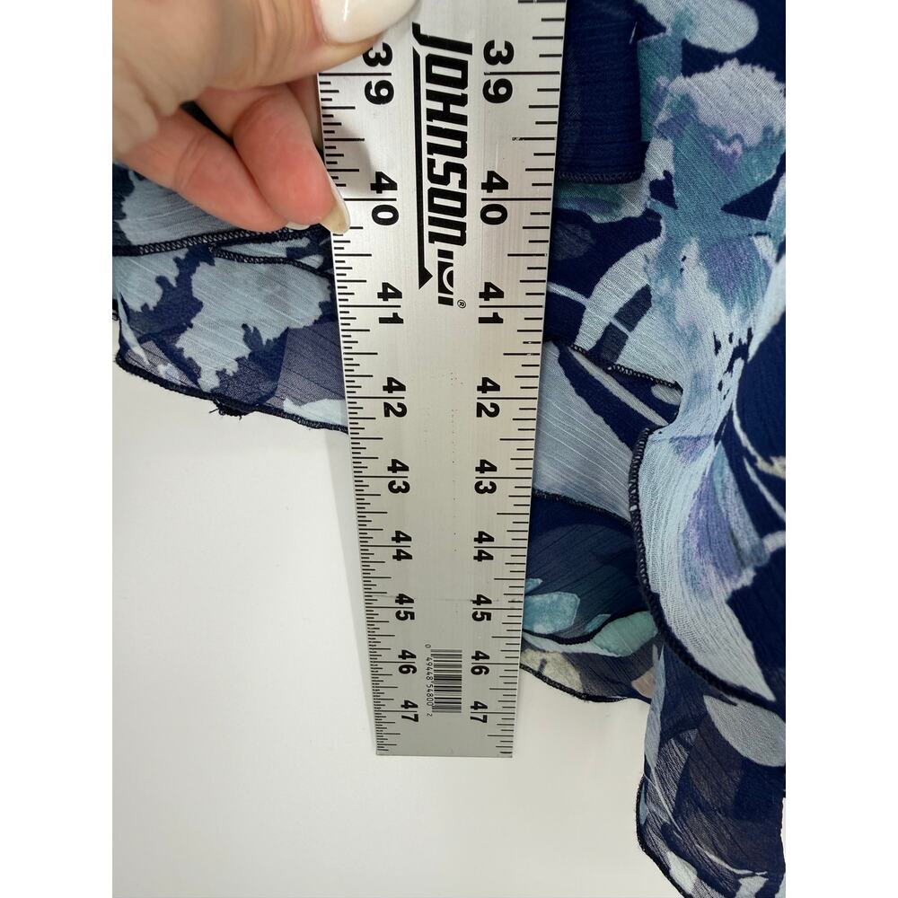 Rabbit Rabbit Rabbit Designs Blue Floral Chiffon Fit & Flare Midi Dress Size 10 - Picture 7 of 11